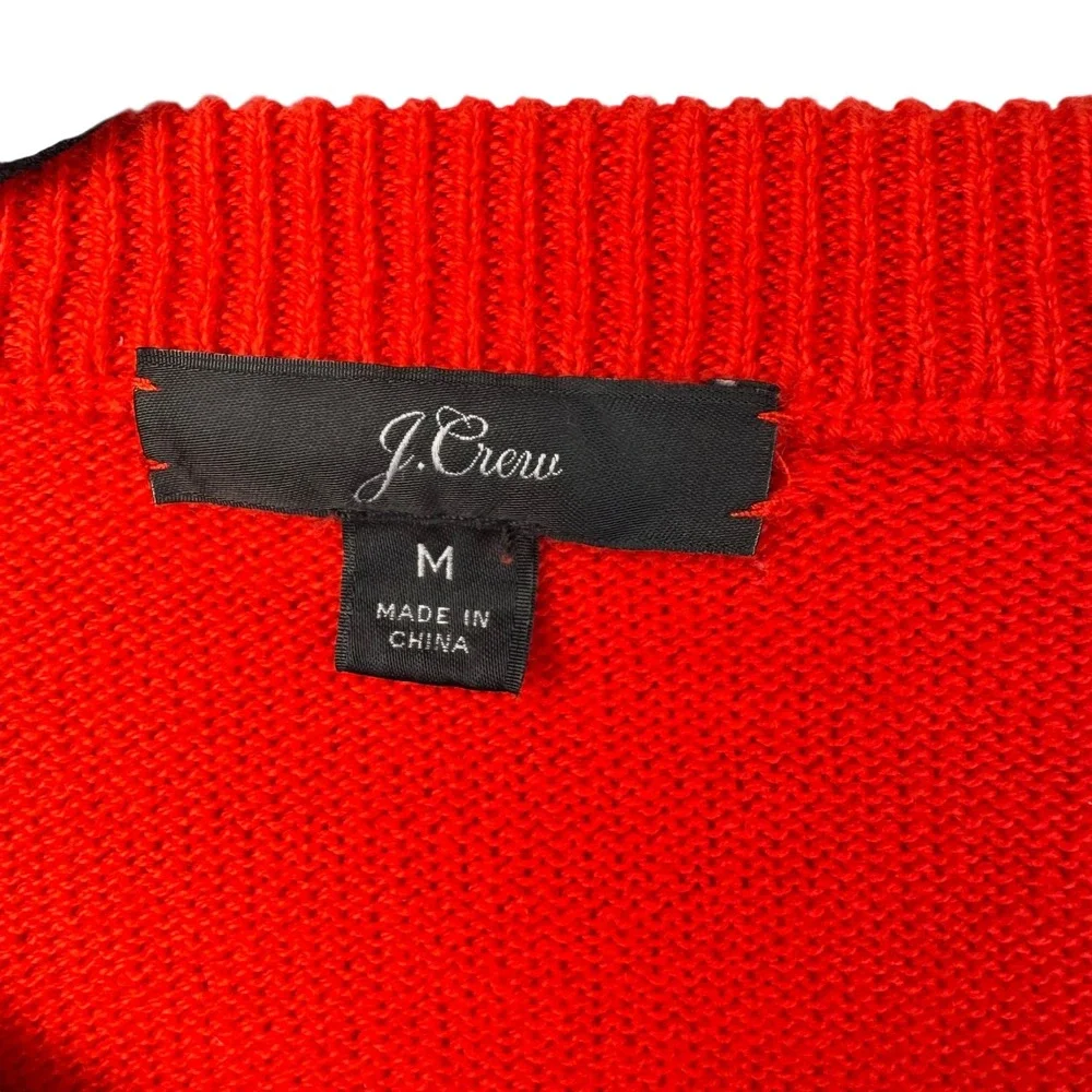J. Crew Sweater M Red Cotton‎ Ruffle Cuff Long Sleeve Crew Neck